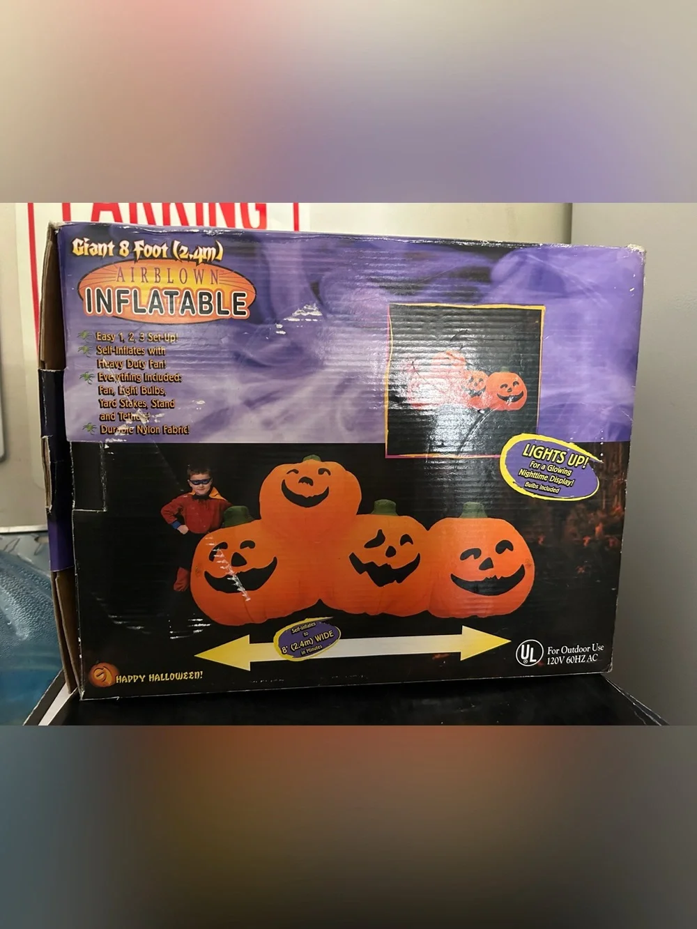 Gemmy 8 Foot Inflatable Smiling Pumpkins Halloween Jack-o-lanterns  New Open Box